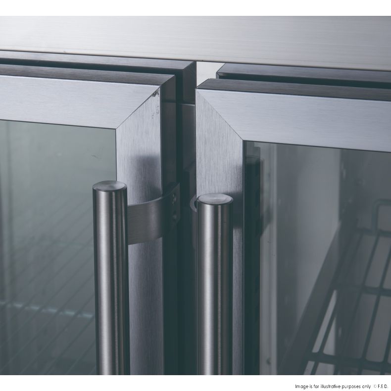 FED-X Three Glass Door Bench Fridge Stainless Steel - XUB6C18G3V - Catering Sale