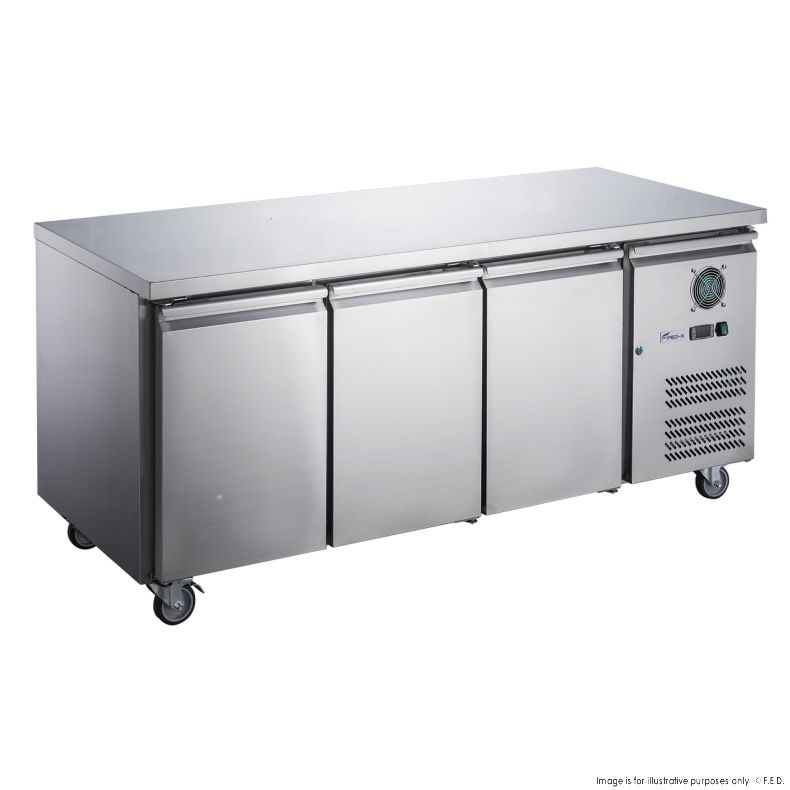 FED-X S/S Three Door Bench Freezer - XUB6F18S3V - Catering Sale