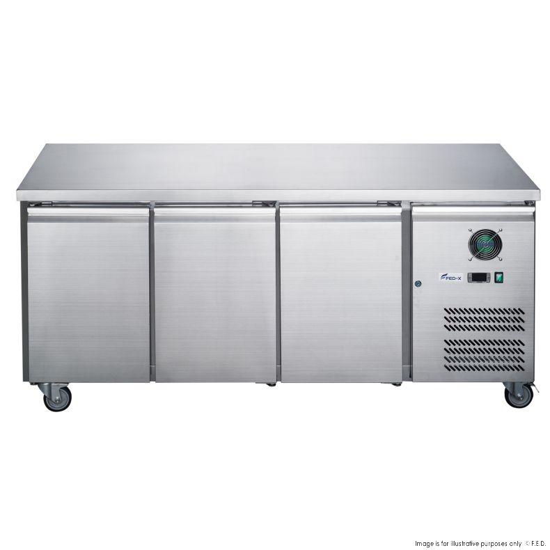 FED-X S/S Three Door Bench Freezer - XUB6F18S3V - Catering Sale