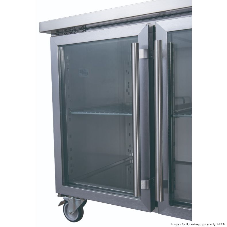 FED-X Three Glass Door Bench Fridge Stainless Steel - XUB7C18G3V - Catering Sale