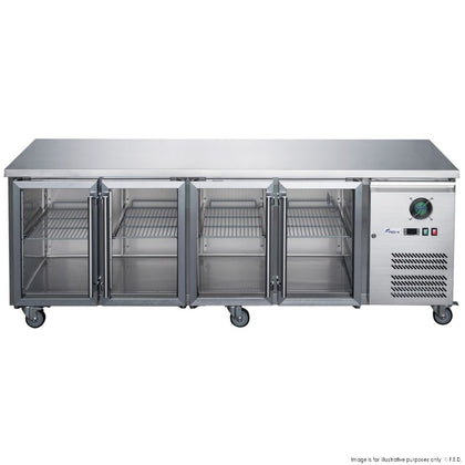 FED-X XUB7C22G4V Four Glass Door Bench Fridge 553L W1669mm
