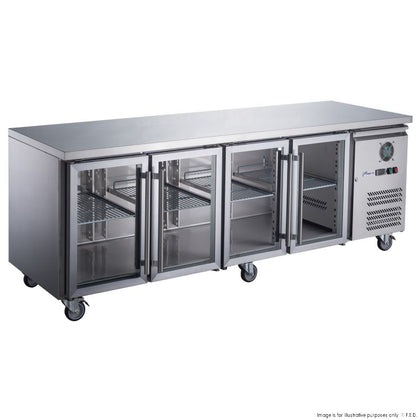 FED-X XUB7C22G4V Four Glass Door Bench Fridge 553L W1669mm