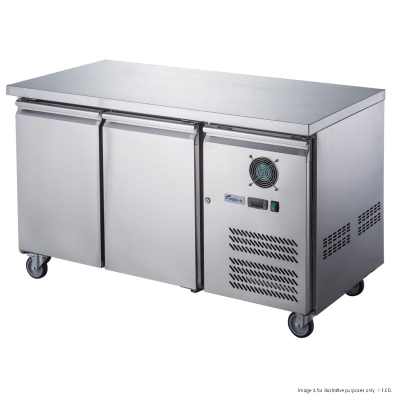 FED-X Stainless Steel Two Door Bench Freezer - XUB7F13S2V - Catering Sale