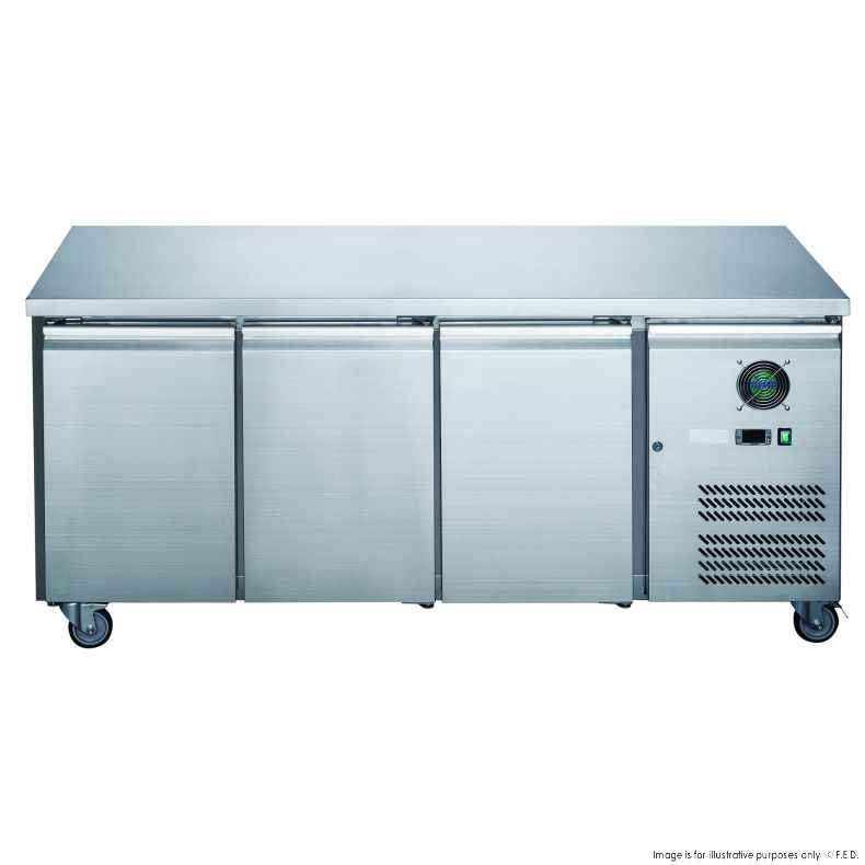 FED-X Stainless Steel Three Door Bench Freezer - XUB7F18S3V - Catering Sale