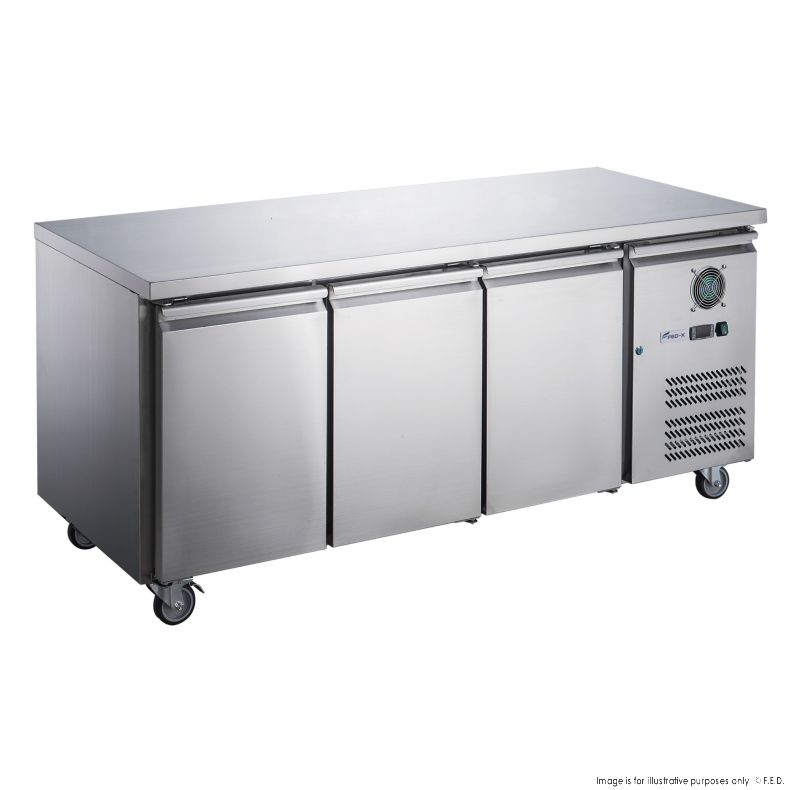 FED-X Stainless Steel Three Door Bench Freezer - XUB7F18S3V - Catering Sale
