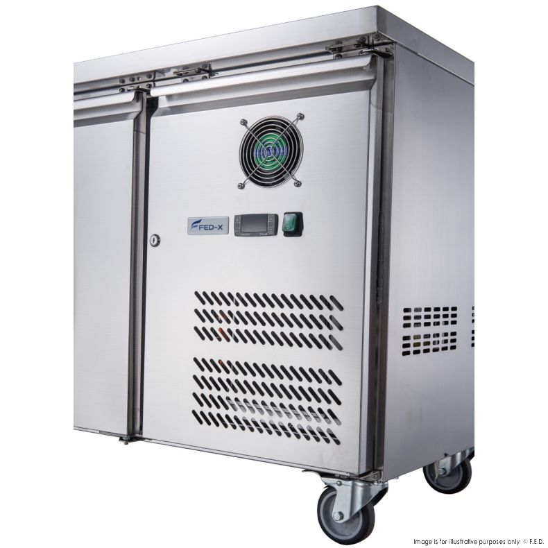 FED-X Stainless Steel Three Door Bench Freezer - XUB7F18S3V - Catering Sale