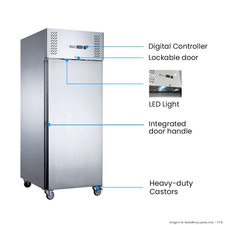 FED-X S/S Single Door Upright Freezer XURF650SFV - Catering Sale
