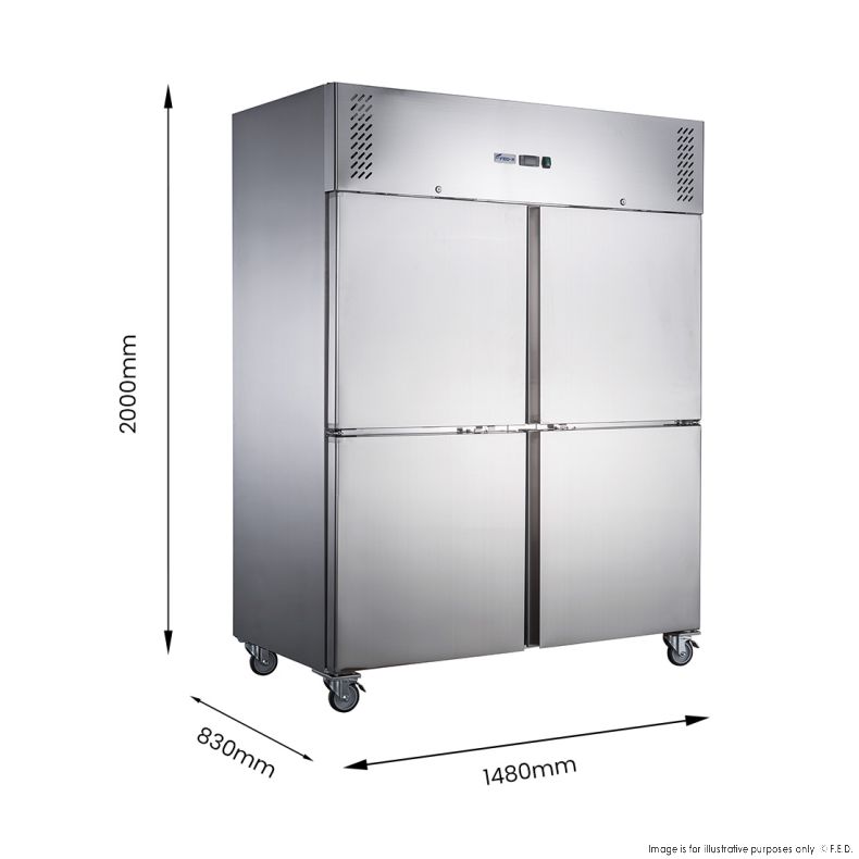 FED-X S/S Four Door Upright Freezer - XURF1410S2V - Catering Sale
