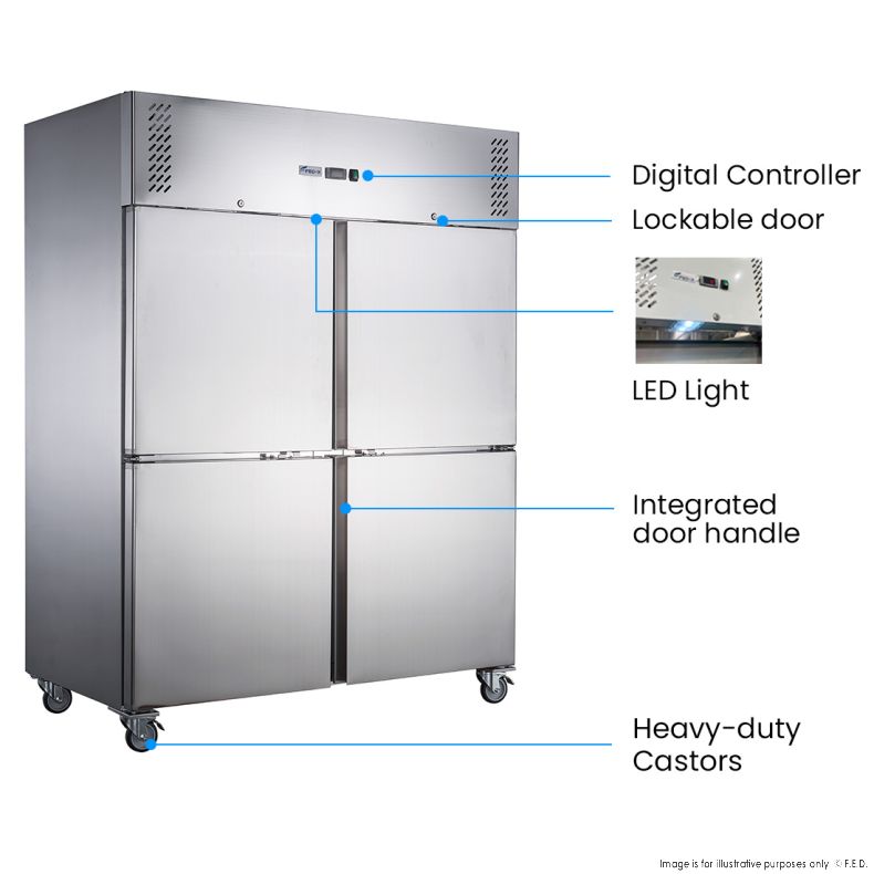 FED-X S/S Four Door Upright Freezer - XURF1410S2V - Catering Sale