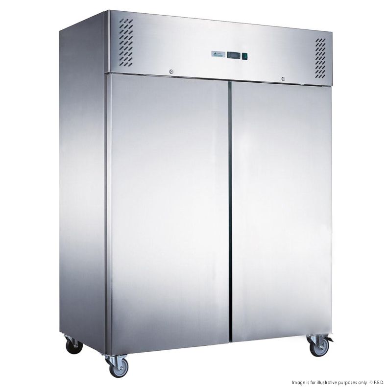FED-X S/S Two Full Door Upright Freezer - XURF1200SFV - Catering Sale