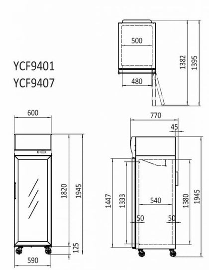 ATOSA YCF9407 Single Glass Door Freezer 410L