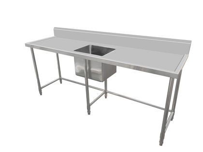 Kitchen Knock ASS-2470C SINGLE SINK WORKBENCH SERIES with 150MM SPLASH BACK / W2400-D700-H900 mm