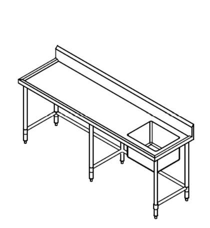 Kitchen Knock ASS-2470R SINGLE SINK WORKBENCH SERIES with 150MM SPLASH BACK / W2400-D700-H900 mm