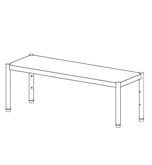 Kitchen Knock AFO-2135_Screwing_down STAINLESS STEEL 1 - TIER OVER SHELF SERIES 2. Screwing down into benches with a long piece / W2100-D350-H450 mm