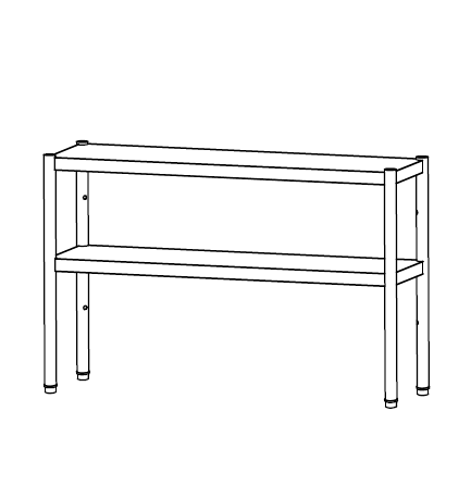 Kitchen Knock AFOD-2135_Screwing_down STAINLESS STEEL 2 - TIER OVER SHELF SERIES 2. Screwing down into benches with a long piece / W2100-D350-H750 mm