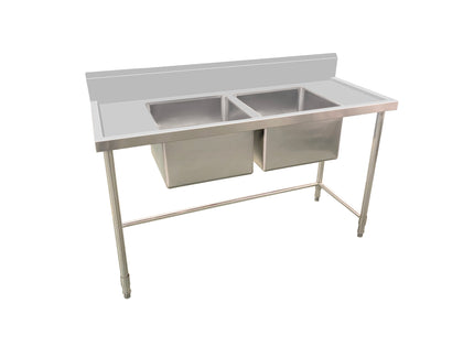 Kitchen Knock ASD-1560C Double sink bench with splash back / W1500-D600-H900 mm