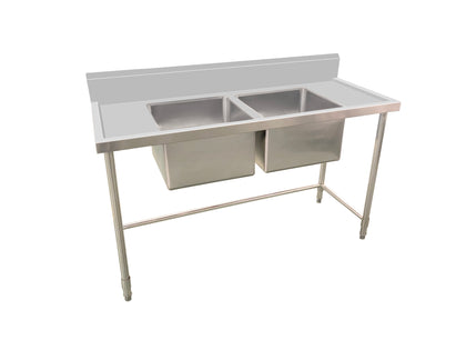 Kitchen Knock ASD-1860R DOUBLE SINK WORKBENCH SERIES with 150MM SPLASH BACK / W1800-D600-H900 mm