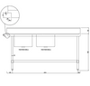 Kitchen Knock ASDD-2170LR INLET DOUBLE SINK BENCH with 150MM SPLASH BACK / W2100-D700-H900 mm