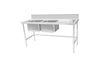 Kitchen Knock ASDD-1870L INLET DOUBLE SINK BENCH with 150MM SPLASH BACK / W1800-D700-H900 mm