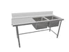 Kitchen Knock ASDD-1870LR INLET DOUBLE SINK BENCH with 150MM SPLASH BACK / W1800-D700-H900 mm