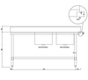 Kitchen Knock ASDD-2170R INLET DOUBLE SINK BENCH with 150MM SPLASH BACK / W2100-D700-H900 mm