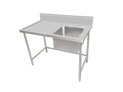 Kitchen Knock ASS-1260R Single sink bench with splash back / W1200-D600-H900 mm