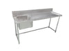 Kitchen Knock ASS-1260L KB FULL STAINLESS STEEL SINGLE SINK BENCH WITH SPLASH BACK / W1200-D600-H900 mm