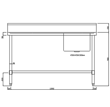 Kitchen Knock ASS-1570R Right S / Steel Sink / W1500-D700-H900 mm