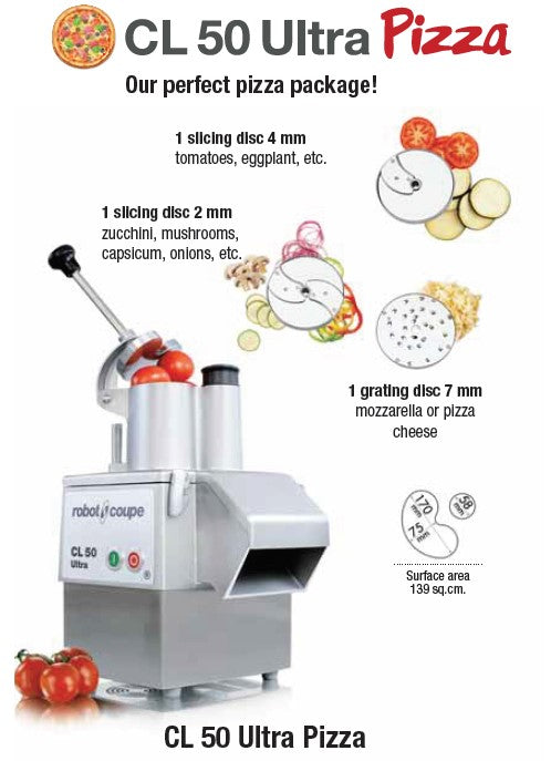 Robot Coupe CL50 Ultra Pizza Vegetable Prep Machine - Robot Coupe CL50 Ultra Pizza Vegetable Prep Machine - including 3discs (2 mm slicer, 4 mm slicer + 7 mm grater)