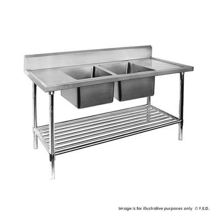 SIMCO SS2712 Double bowl Sink bench with splashback - 1500 x 700 x 900