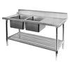 DSBD7-1800L/A Left Inlet Double Sink Dishwasher Bench / 1800x700x900