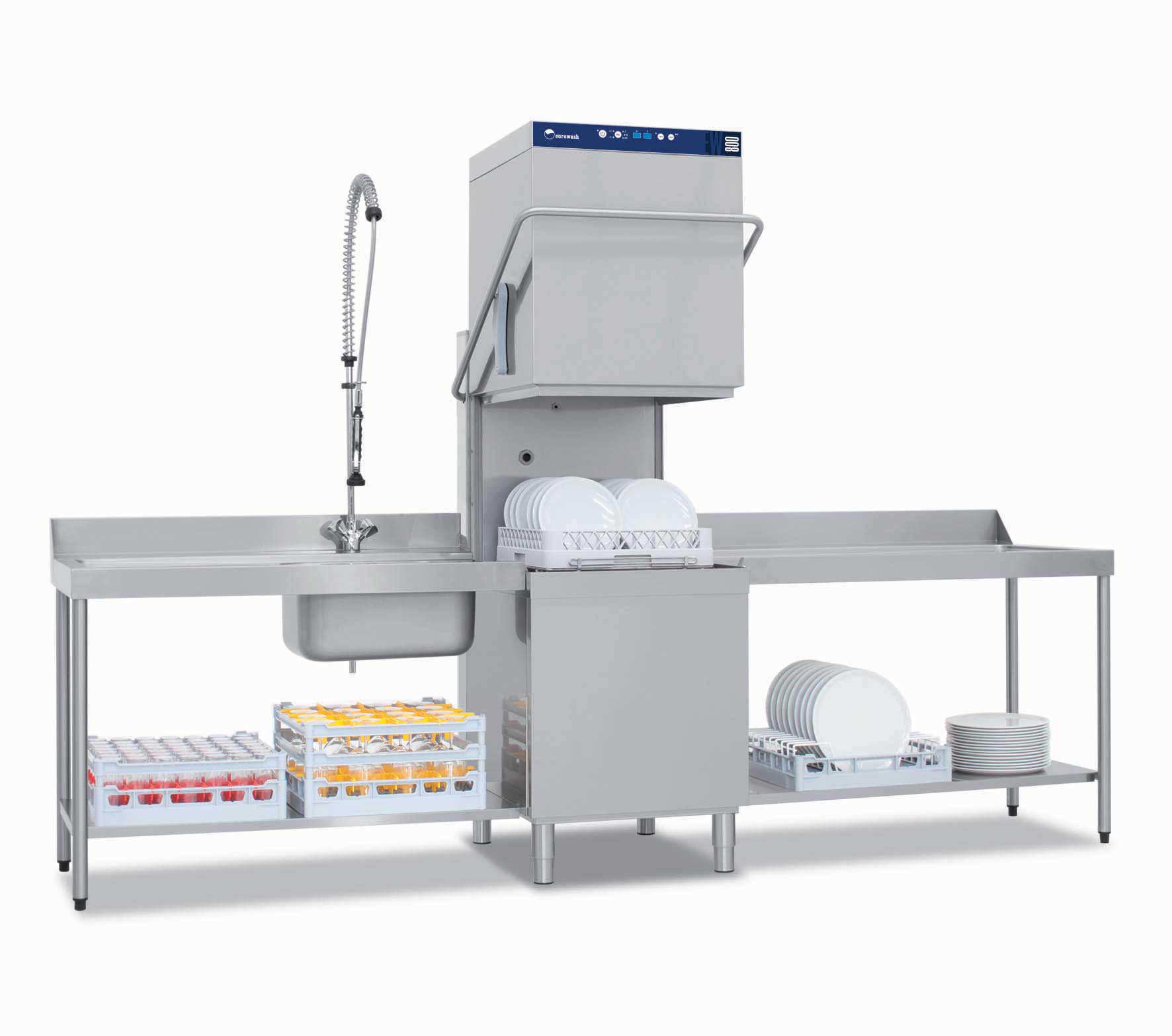 SAFCO EW800 Eurowash Passthrough Dishwasher- (W721 x D836 x H1565/240V 3N 16A/Inc Rinse Pump)