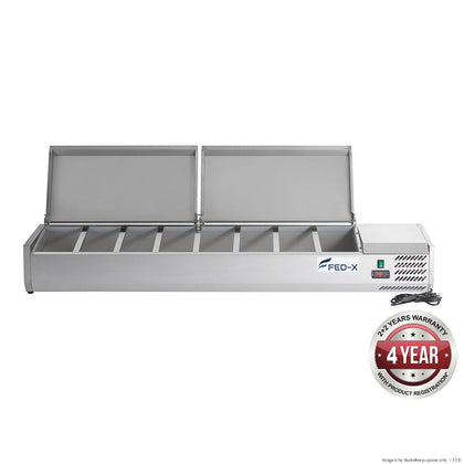 XVRX1800/380S Salad Bench with Stainless Steel Lids 8 x 1/3GN W1800xD395xD281