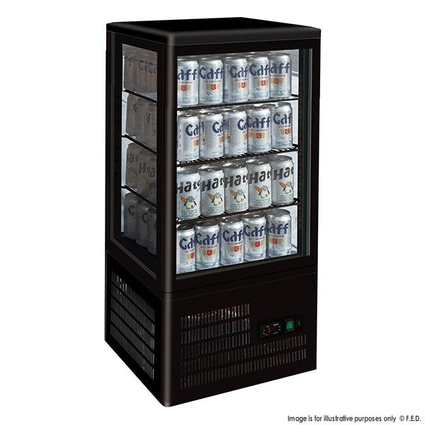 Four-Sided Countertop Display Fridge Black-TCBD78B - Catering Sale