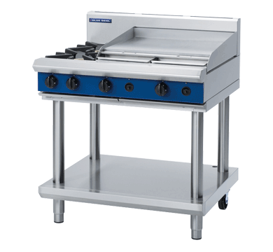 Blue Seal G516B-LS&nbsp; 2 Burner n 600mm Griddle Gas Cook Top On Leg Stand