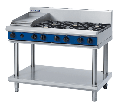 Blue Seal Evolution Series G518C-LS Gas Cooktops n Griddles 8 Burner Leg Stand 1200mm