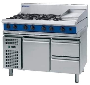Blue Seal Evolution Series G518C-RB Gas Cooktops n Griddles 8 Burner Refrigerated Base 1200mm