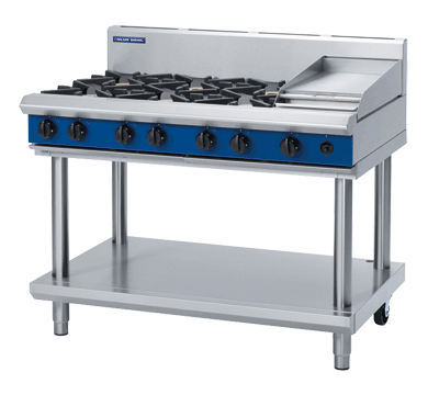 Blue Seal Evolution Series G518C-LS Gas Cooktops n Griddles 8 Burner Leg Stand 1200mm