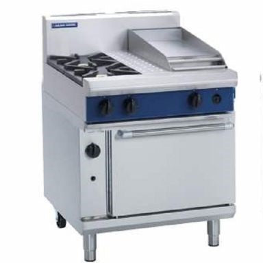 Blue Seal Black Series GE505C 750mm Gas 2 Burner Cooktop with 300mm Griddle on 1/1GN Electric Static Oven