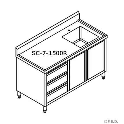 FED SC-7-1500R-H CABINET WITH RIGHT SINK
