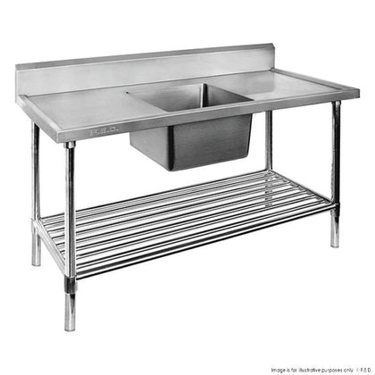 FED SSB6-1200C/A_Undershelf Premium Stainless Steel Single Sink Bench / W1200-D600-H900 mm