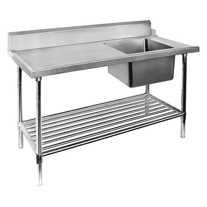FED SSBD7-1200R/A Right Inlet Single Sink Dishwasher Bench