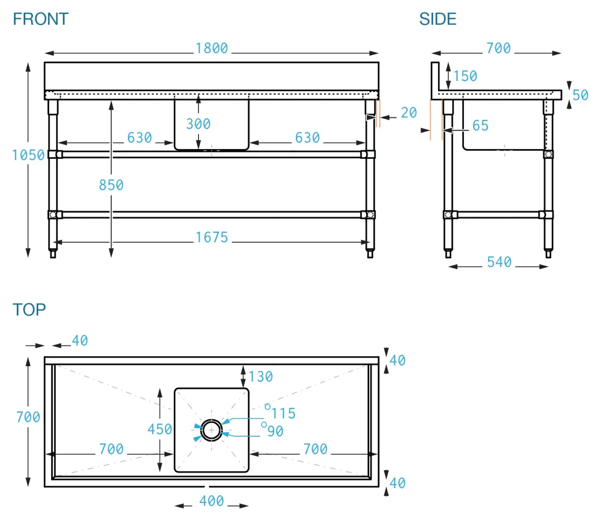Brayco SSRL Right And Left Bench / W1800-D700-H900 mm