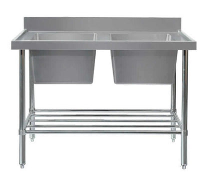 SIMCO SS2612 Double Sink bench with splashback - 1200 x 600 x 900