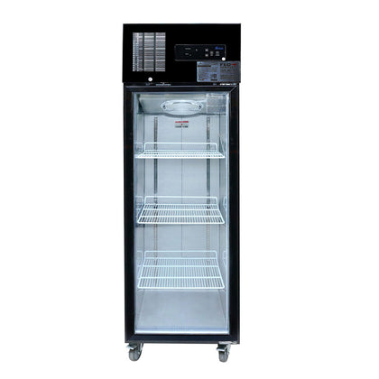 Thermaster SUCG500B Single Glass Door Upright Fridge Black Stainless Steel 500L 620mm Wide