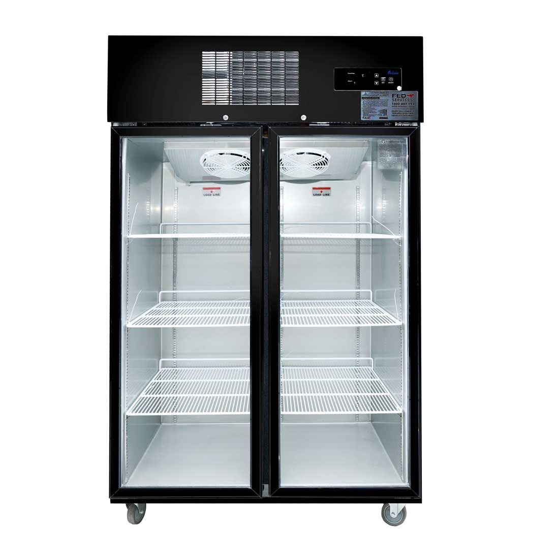 Thermaster Double Glass Door Black Stainless Steel Upright Freezer  1000L 11220mm wide