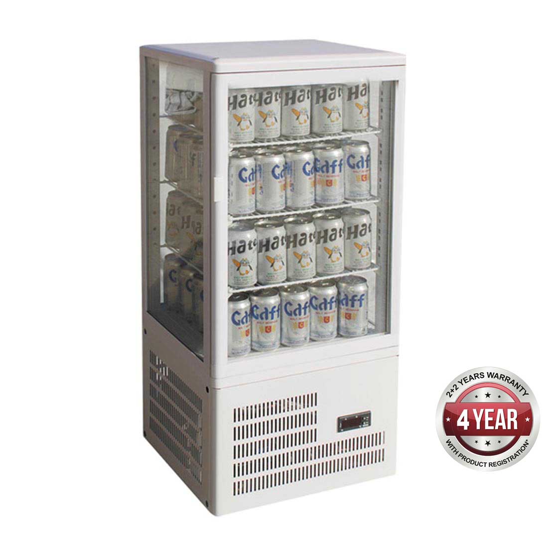 Thermaster TCBD78W Four-Sided Countertop Beverage Display Fridge White  W428