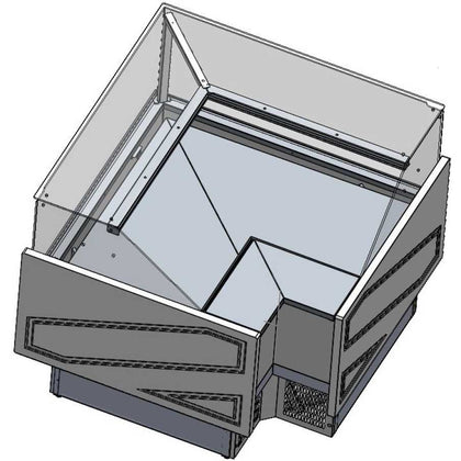 Tecnodom TDMR-E Series MR Corner Deli Display w/ Storage & Castors