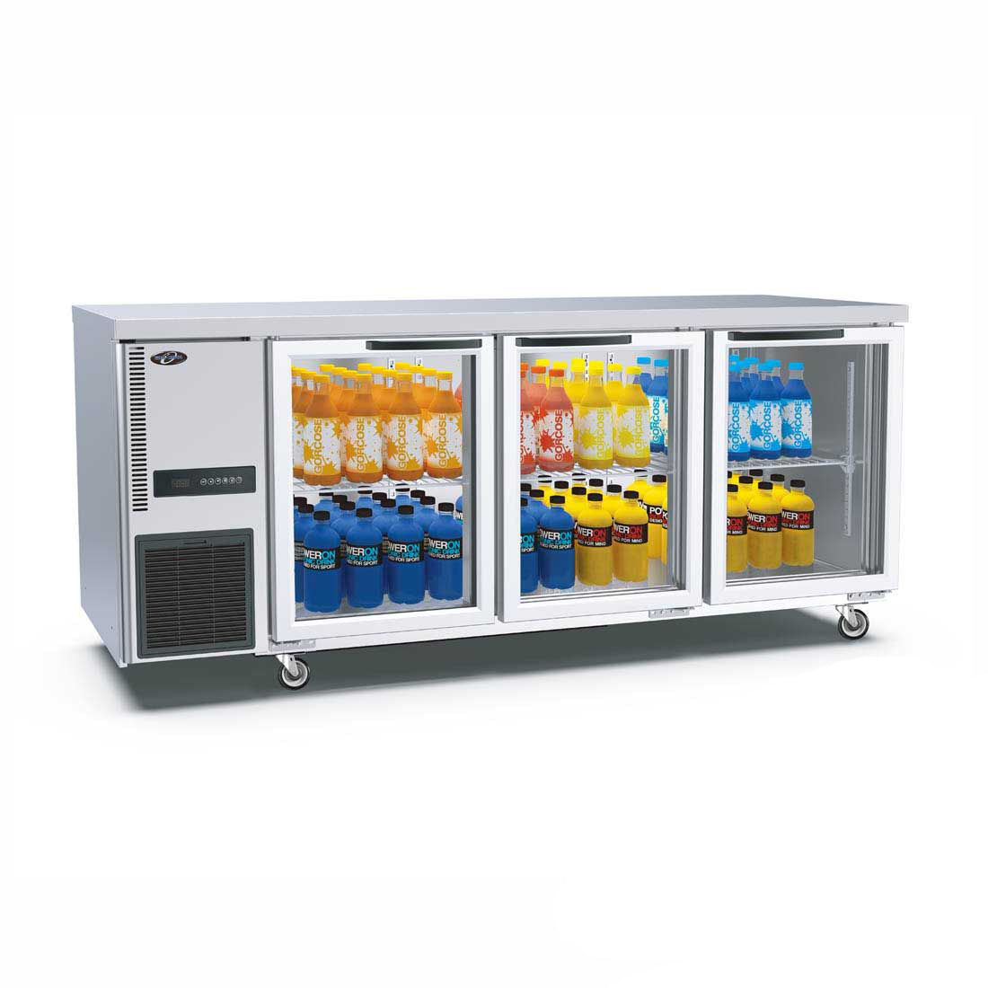 Thermaster TL1800TNG-3D SS Triple Glass Door Workbench Fridge 417L 1800mmW